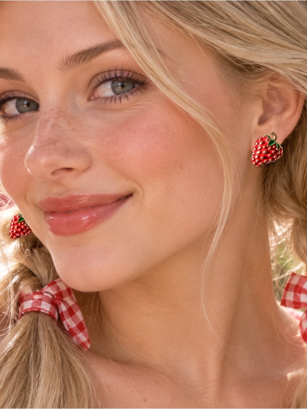 Fashion Jewelry Red Strawberry Stud Earrings